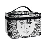 Black And White Celestial Sun Print Travel Makeup Bag