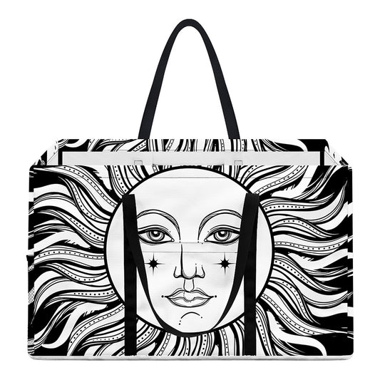 Black And White Celestial Sun Print Utility Tote Bag