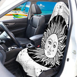 Black And White Celestial Sun Print Waterproof Car Seat Cover