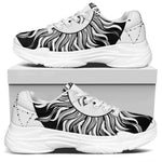 Black And White Celestial Sun Print White Chunky Shoes
