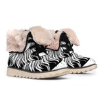 Black And White Celestial Sun Print Winter Boots