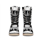 Black And White Celestial Sun Print Winter Boots