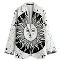 Black And White Celestial Sun Print Women's Blazer