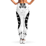 Black And White Celestial Sun Print Women's Leggings