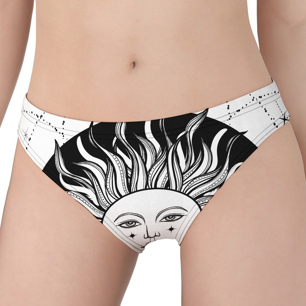 Black And White Celestial Sun Print Women's Panties