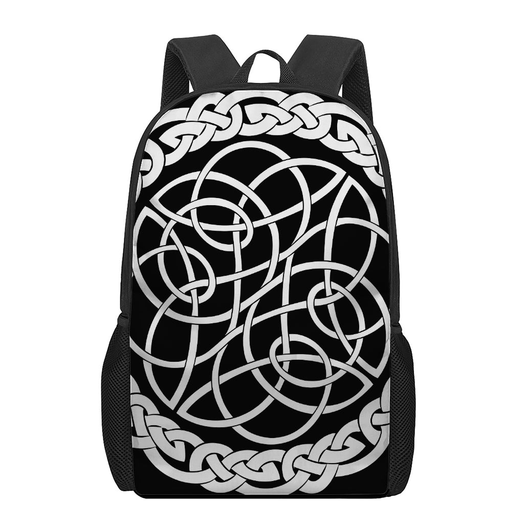 Black And White Celtic Knot Print 17 Inch Backpack