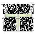 Black And White Celtic Knot Print 3 Piece Kitchen Curtains