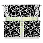Black And White Celtic Knot Print 3 Piece Kitchen Curtains