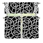 Black And White Celtic Knot Print 3 Piece Kitchen Curtains