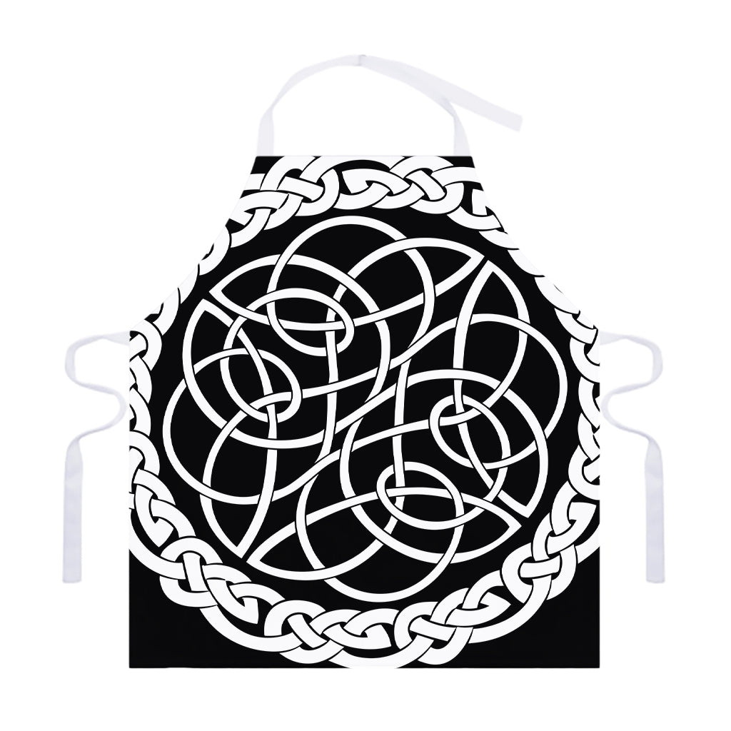 Black And White Celtic Knot Print Adjustable Apron