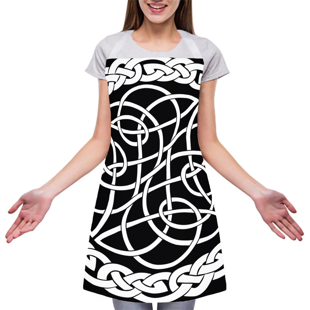 Black And White Celtic Knot Print Adjustable Apron