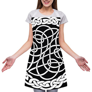 Black And White Celtic Knot Print Adjustable Apron