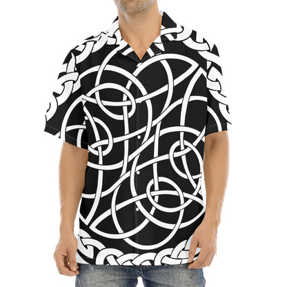 Black And White Celtic Knot Print Aloha Shirt