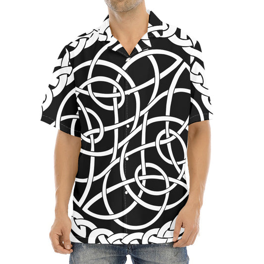Black And White Celtic Knot Print Aloha Shirt
