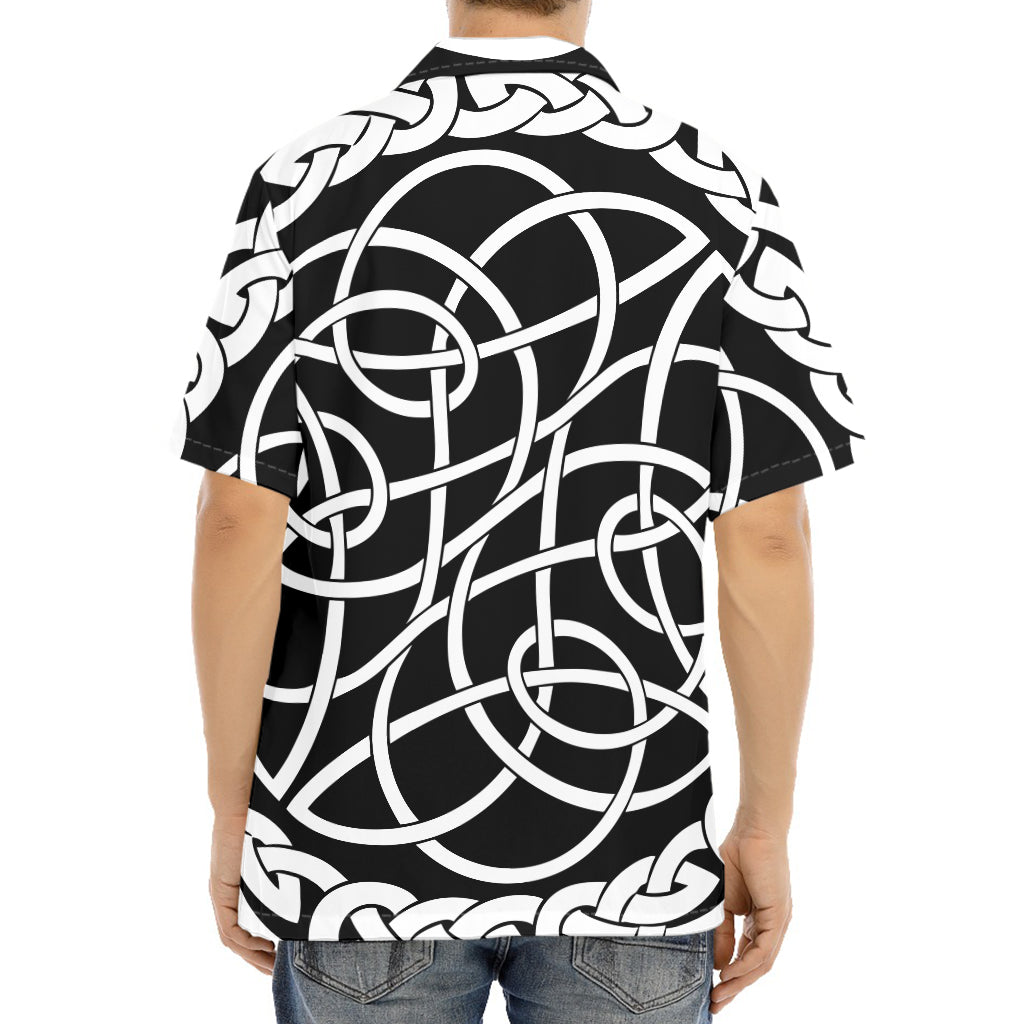 Black And White Celtic Knot Print Aloha Shirt