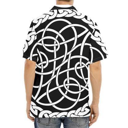 Black And White Celtic Knot Print Aloha Shirt
