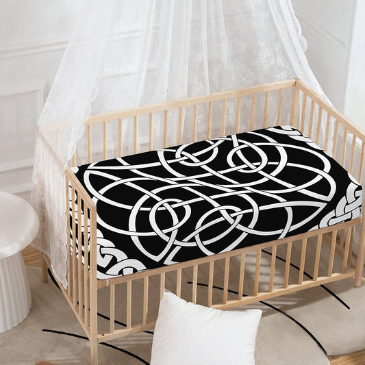Black And White Celtic Knot Print Baby Crib Sheet