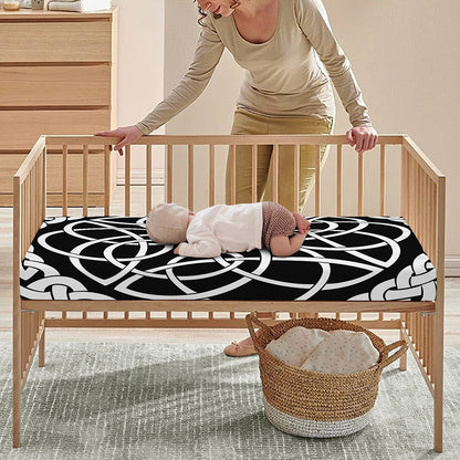 Black And White Celtic Knot Print Baby Crib Sheet