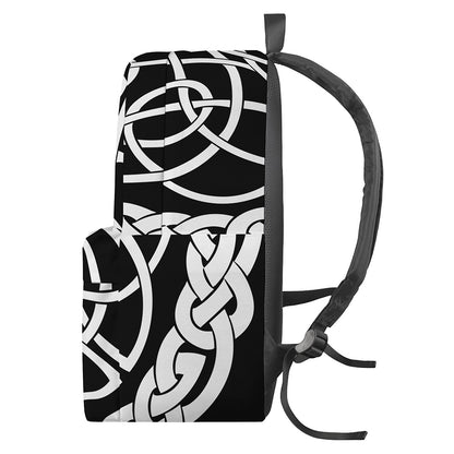 Black And White Celtic Knot Print Backpack
