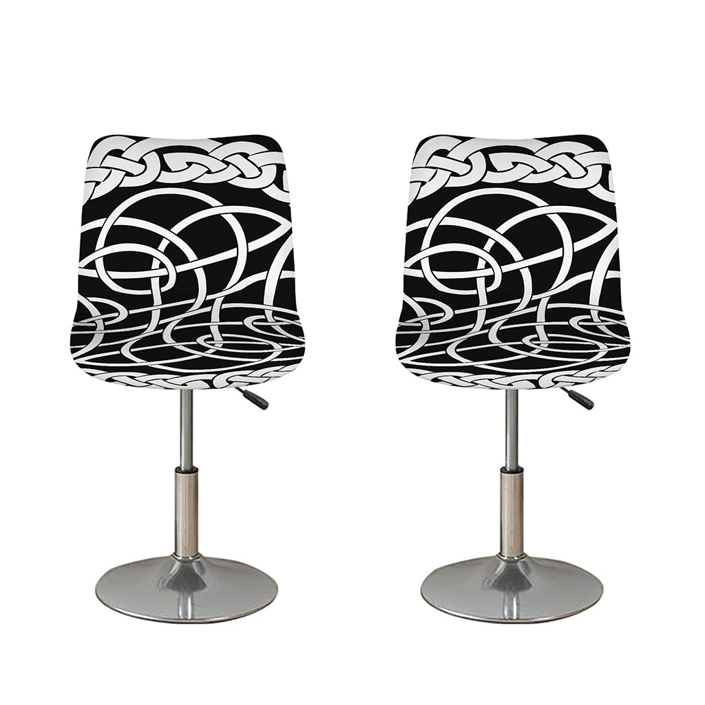 Black And White Celtic Knot Print Bar Stool Covers