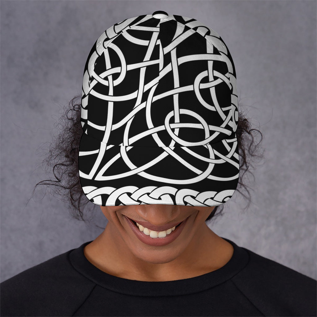 Black And White Celtic Knot Print Baseball Cap