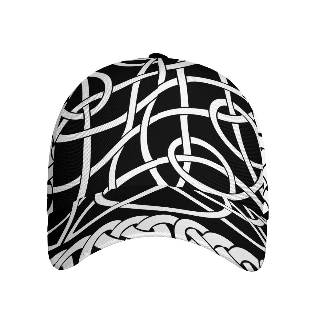 Black And White Celtic Knot Print Baseball Cap