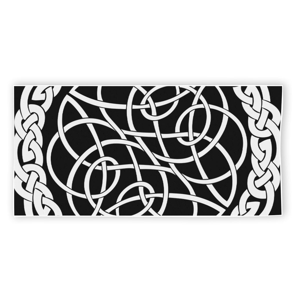 Black And White Celtic Knot Print Beach Towel