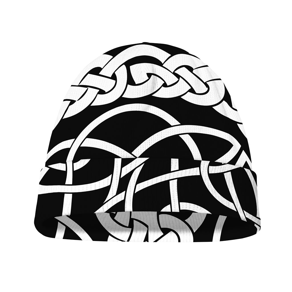 Black And White Celtic Knot Print Beanie
