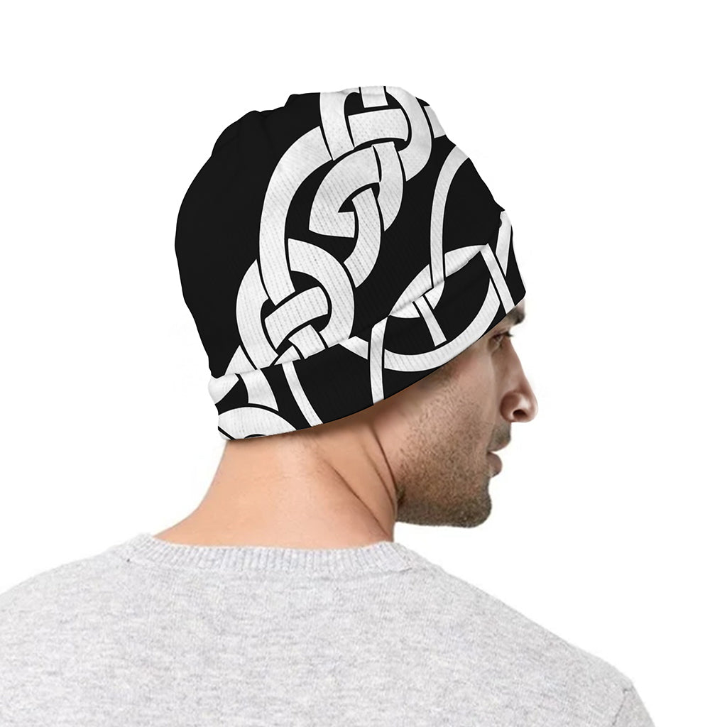 Black And White Celtic Knot Print Beanie