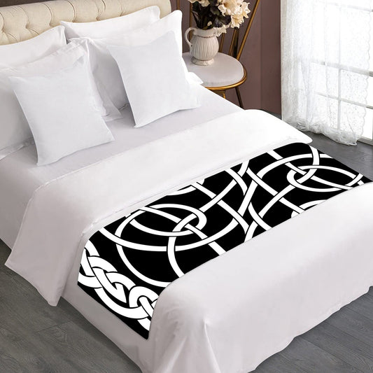 Black And White Celtic Knot Print Bed Runner