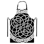 Black And White Celtic Knot Print Bib Apron With Pocket