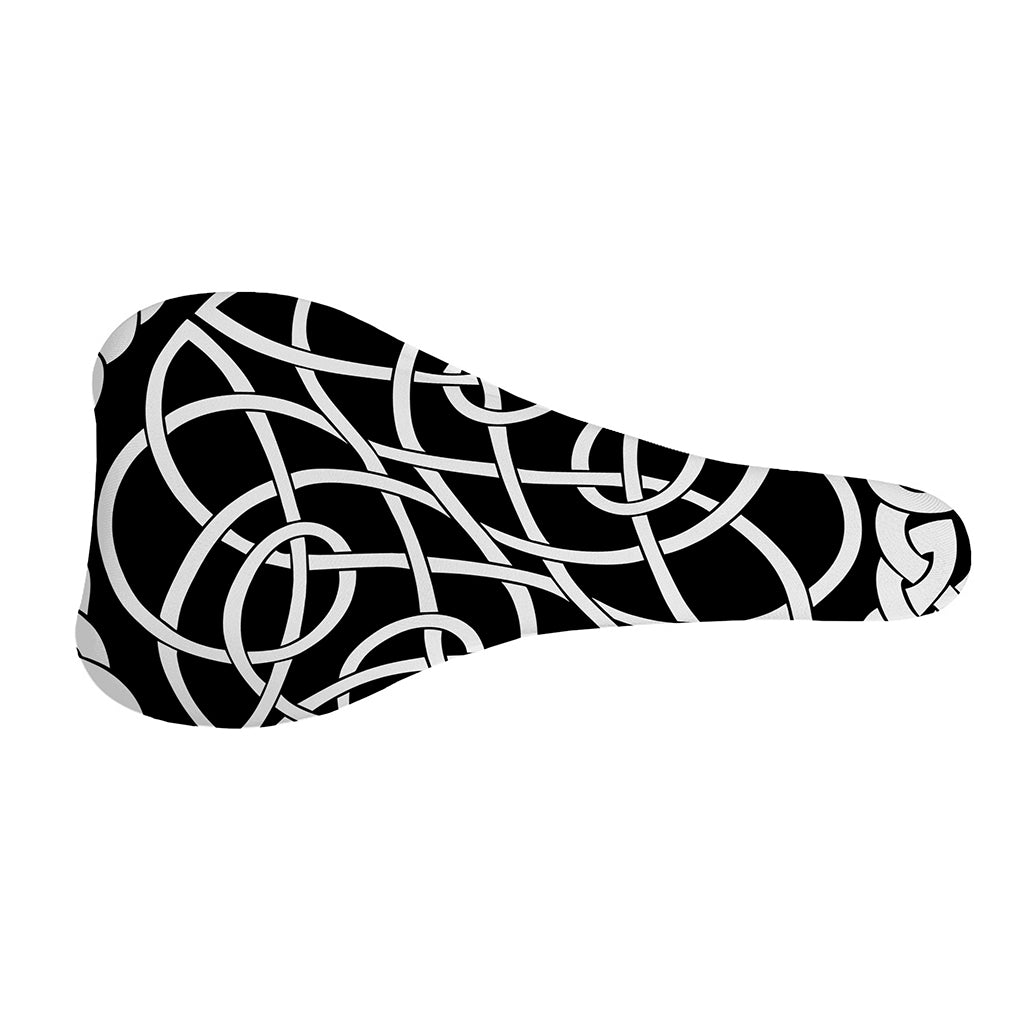 Black And White Celtic Knot Print Bicycle Seat Cover