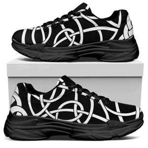 Black And White Celtic Knot Print Black Chunky Shoes