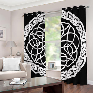 Black And White Celtic Knot Print Blackout Grommet Curtains