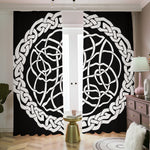 Black And White Celtic Knot Print Blackout Pencil Pleat Curtains