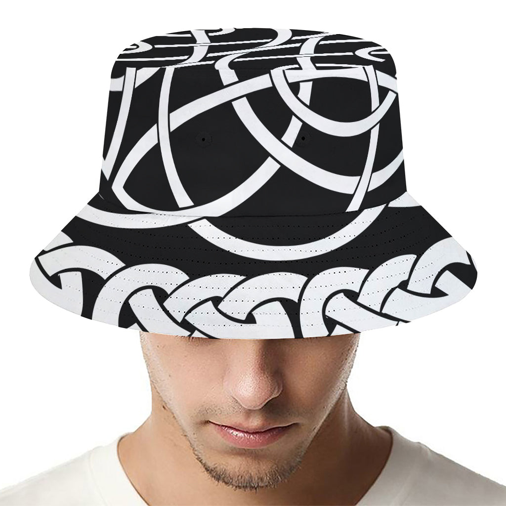 Black And White Celtic Knot Print Bucket Hat