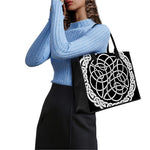 Black And White Celtic Knot Print Canvas Tote Bag