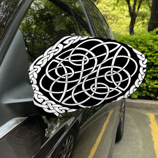 Black And White Celtic Knot Print Car Side Mirror Covers