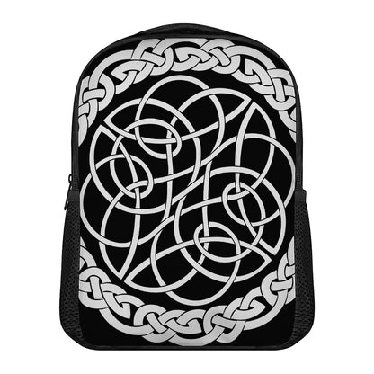 Black And White Celtic Knot Print Casual Backpack