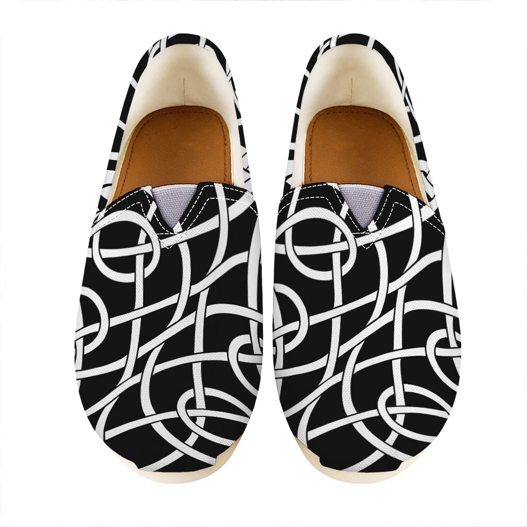 Black And White Celtic Knot Print Casual Shoes