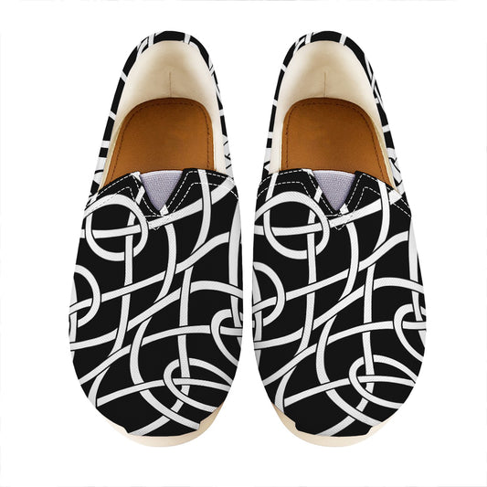 Black And White Celtic Knot Print Casual Shoes