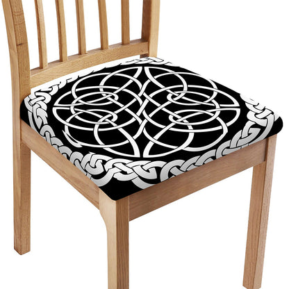 Black And White Celtic Knot Print Chair Cushion Cover