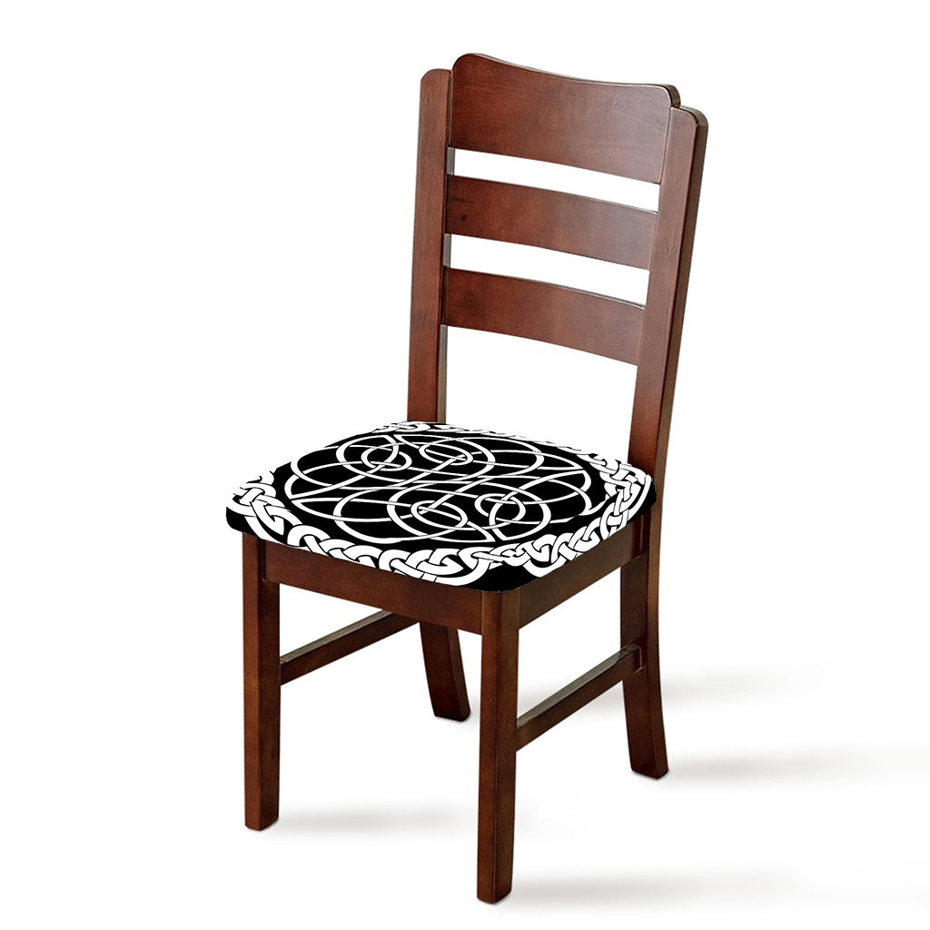 Black And White Celtic Knot Print Chair Cushion Cover