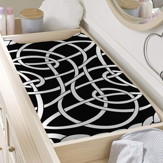 Black And White Celtic Knot Print Changing Pad Cover