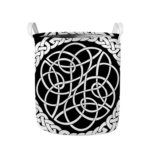 Black And White Celtic Knot Print Collapsible Laundry Basket