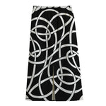 Black And White Celtic Knot Print Cotton Front Slit Maxi Skirt