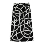 Black And White Celtic Knot Print Cotton Front Slit Maxi Skirt