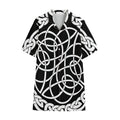 Black And White Celtic Knot Print Cotton Hawaiian Shirt