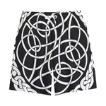 Black And White Celtic Knot Print Cotton Shorts