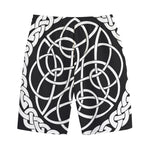 Black And White Celtic Knot Print Cotton Shorts